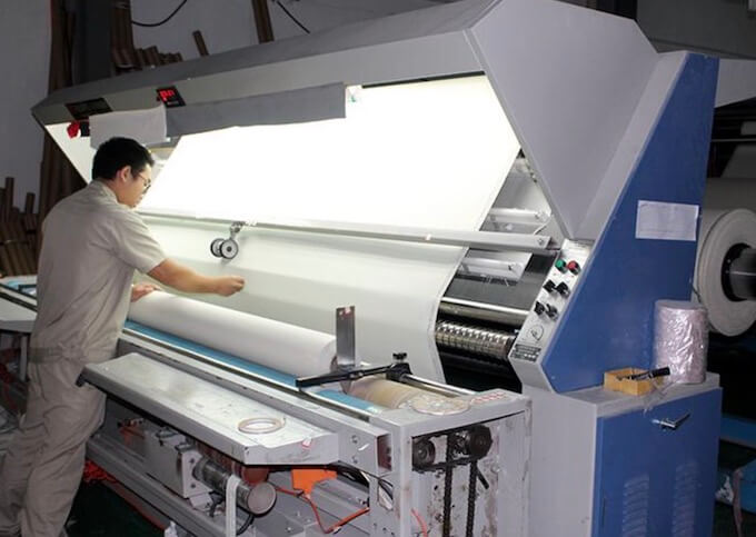 microfiber cloth rolling and inspection